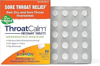 Boiron ThroatCalm Tablets for Relief of Sore Throat, Scratchy, Red or Dry Throat, and Hoarseness - 60 Count