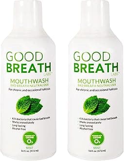 Goodbreath Mouthwash - Mint Mouth Rinse for Chronic Halitosis - New Ozone Technology Oral Rinse - Halitosis Treatment & Bad Breath Neutralizer - Mouthwash for Gum Diseases - Alcohol-Free | 2 Pack