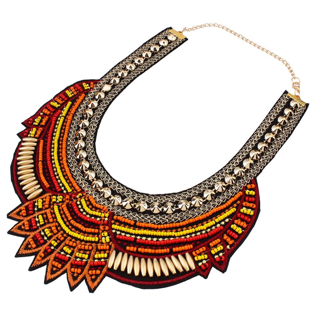 YAZILIND Ethnic Style Multiple Millet Beads Chunky Chain Bib Statement Choker Collar Necklace for Women