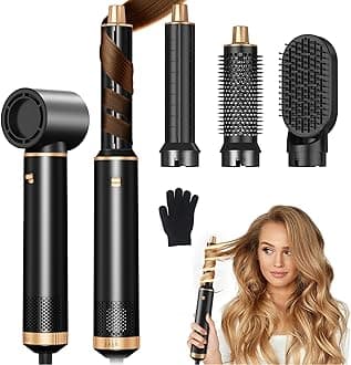 JINYAWA Hair Dryer Brush 5 in 1, Hot Air Brush Air Curler, Air Styler Hair Styler Without Heat Damage, Multistyler Blow Dryer Brush, Powerful Hair Styling Tools for Drying,Curl,Volumize and Straighten