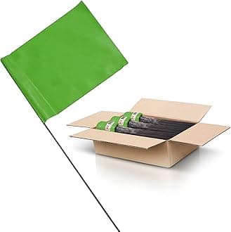 Marking Flags - 4 x 5-Inch Flag on 15-Inch Steel Wire - Green - 1000 Pack - Markers for Lawn Sprinklers, Irrigation, Property Line, Yard & Garden, Survey Stakes, Invisible Fence