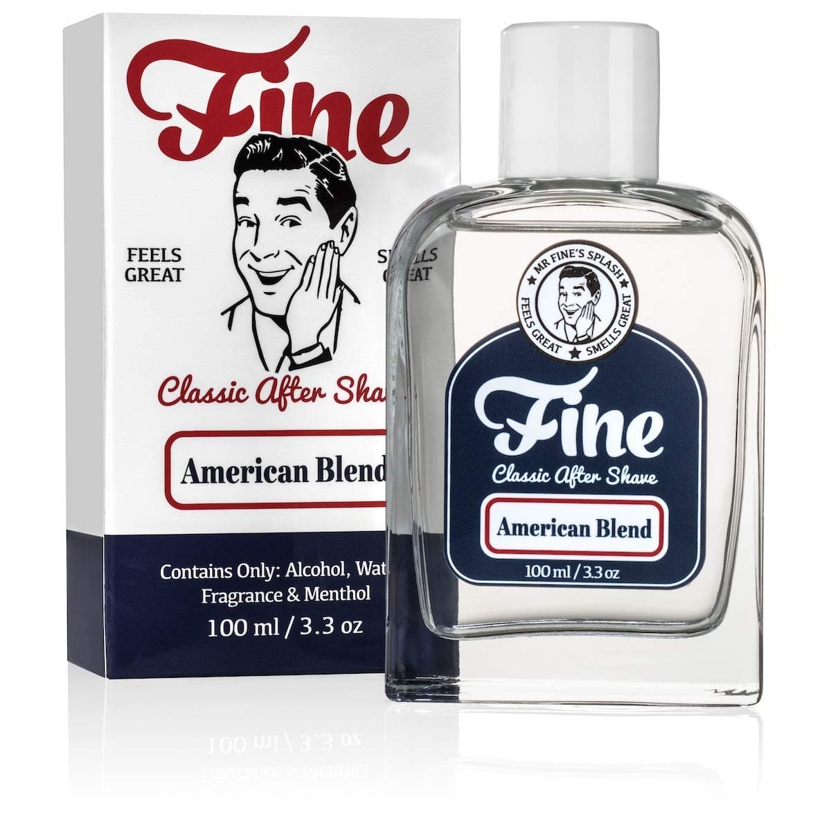 Mr. Fine Men's Aftershave - American Blend Fragrance, Soothing & Toning Post Shave Balm, Calms Razor Burn, Classic Barbershop Feel, Alcohol-Based Formula, Gentle for All Skin Types, 100ml