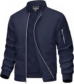 Men's Bomber Jacket Casual Windproof Quilted Jacket Full Zip Windbreaker Winter Warm Varsity Jacket with Pockets