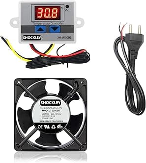 Shockley XH - W3001-50 to 110c Intelligent Digital Thermostat W3001 Digital Temperature Controller Switch (220V / 1500W) (W3001 + 4.5 inch AXIAL FAN 220V + MAINS POWER CORD)