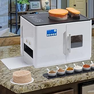 Fully Automatic Roti Maker, Electric Chapati Tortilla Pancake Flatbreads Pita Making Machine,for Chapati, Flour Tortilla, Tawa, Dosa, 1.0 mm to 1.5 mm Thickness Adjust