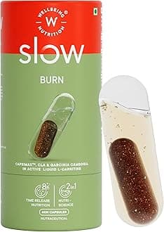 Wellbeing Nutrition Burn, Fat burner for Men & Women with Garcinia Cambogia, L-Carnitine, Chromium, Green Coffee Beans, Green Tea Extract, Capsimax | Metabolism, Weight Loss Support, 60 Veg Capsules