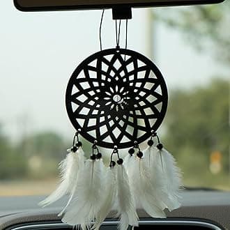 M H Villa Desing Car Hanging Dream Catcher for Stylish Car Decoration Items Interior, Handmade Boho Charm Car Hanging Accessories Interior, Feathered Ornament Car Mirror Hanging Gift