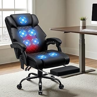 Massage Office Chair with Heat 7 Points Vibration Ergonomic Executive Office Chair with Footrest Reclining High Back Home Office Desk Chairs Black