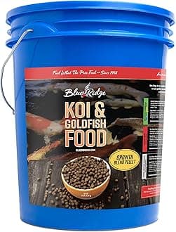 - Blue Ridge Koi Fish Food 14lb - Koi Food 3/16” Large and Mini Blend Growth Formula, Goldfish Food, Premium Fish Food for Ponds, Ponds Fish Food, Floating Pond Pellets