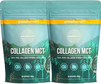 Primal Harvest Collagen MCT - Powder Supplement with Types I & III Peptides to Help Improve Hair, Nails & Joints, for Men & Women, 2 Pack: 60 Servings