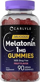 Melatonin 1mg Gummies | 90 Count | Fruit Flavor Gummy Supplement | Vegan, Non-GMO, Gluten Free