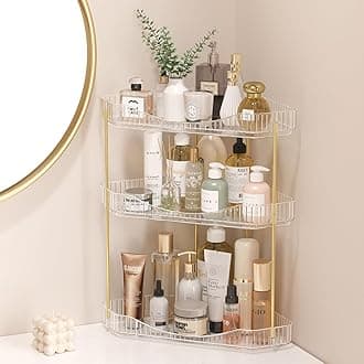 Lifewit 3-Tier Corner Bathroom Counter Organizer, Plastic Makeup Skincare Organizers Storage Countertop, Large Sink Cosmetic Perfume Shelf for Bedroom, Dresser, Kitchen, Vanity, Clear, 39 cm/15inch(H)