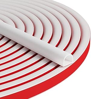 20FT Weather Stripping Door Seal - Self Adhesive Weather Insulation Strip Weatherstripping Silicone D Shaped Seal Strip Door Frame Gap Filler/Window Soundproofing