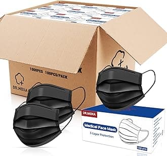 Medical Grade Black Disposable Face Mask 3-Ply Protection for Adult Men Women