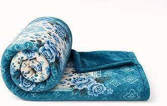 BSB HOME Super Soft Cloudy Printed Double Bed Blanket for Heavy Winter, Single Ply Mink Blanket King Size with 220 x 230 Cm – 3.5 Kg (Light Green & White, Pack of 1)