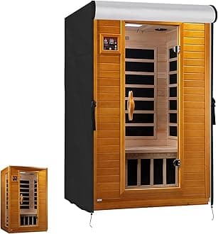 Outdoor Waterproof Sauna Cover, Heavy Duty Cover for 2-Person Wood Infrared Home Sauna, UV-Anti Fade-Resistant All-Weather Protection -Black, 48" W x 45" D x 74" H