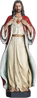 BC BUILDCLASSIC Sacred Heart of Jesus Figure, Jesus Statues, Catholic Gifts 10 inches H, Hand Painted