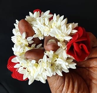 Artificial Hair Gajra, Red, 1 Count (Pack of 12)