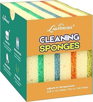 Scrub Sponge, 4 Pack Dual-Sided Temperature-Responsive Sponge and Scrubber - Scratch-Free - Multipurpose Dish Sponges for Kitchens, Bathrooms, and Outdoor Use