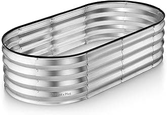 Plant & Plot Galvanized Raised Garden Bed Outdoor // 4' x 2' x 1' Planter Raised Bed for Gardening, Vegetables and Flowers // Large Metal Garden Box (Silver) // Patented Tool-Free Design