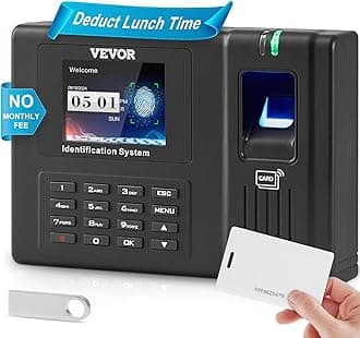 Time Clock, Employee Attendance Machine with Fingerprint, RFID and PIN Punching in One, Standalone Biometric Clock in Machine for Employees Small Business with 5 RFID Cards & No Monthly Fees