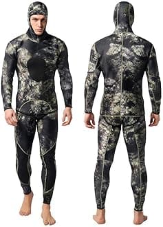 Nataly Osmann Camo Spearfishing Wetsuits Men 3mm Neoprene 2-Pieces Hooded Super Stretch Diving Suit