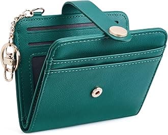 POIUGOYA Slim Wallet for Women,RFID Blocking Bifold Credit Card Holder with Zipper Coin Pocket,ID Window,Keychain