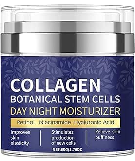 Collagen Face Moisturizer with Airless Pump - Collagen Botanical Stem Cells Cream for Skin with Retinol, Niacinamide, Hyaluronic Acid - Anti-Aging Day & Night Cream, 1.8 OZ