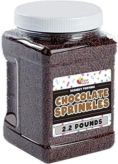 Chocolate Sprinkles - 2.2 Pounds - Chocolate Jimmies for Ice Cream - Holiday Toppings for Baking, Cake Decorating, Cookies, Cupcake