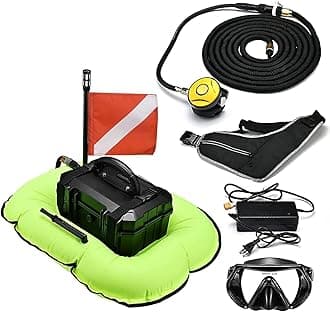 Scuba Dive System 5.5 Hours Rechargeable Scuba Diving Tank with 10m Hose & Diving Breathing Regulator Detachable Scuba Machine, for Recreational Diving & Fishing