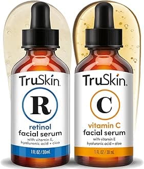 TruSkin Face Serum Duo - Vitamin C Serum & Retinol Serum for Face - AM & PM Anti Aging Skincare Routine - Brightening & Smoothing Facial Serums, 1 fl oz Each