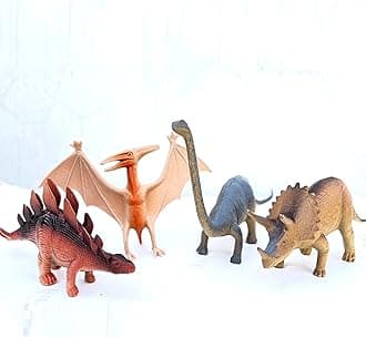 De-Lite 2025 Action Figures Soft Touch Vinyl Plastic Collectible Model Toys… (Dino World, 4 Pieces Set A, 8-14cm Size)