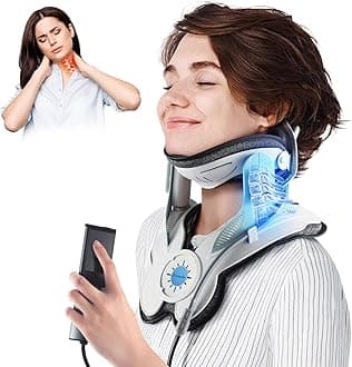 Cervical Neck Traction Device: Neck Stretcher for Cervical Pain Relief, Electric Air Pump with 3 Power Traction for Neck Decompression and Tension Relief (A: Gray (One-Button Airbag))