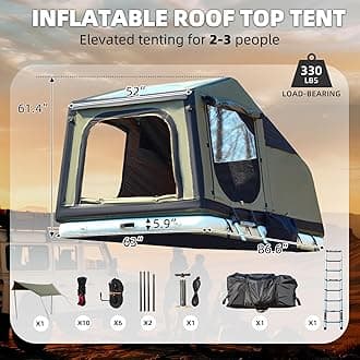 YOLENY Inflatable Rooftop Tent, Multi-Purpose Inflatable Tent with Extended Canopy and Air Cushion, Easy Set-up SUV Tents for Camping
