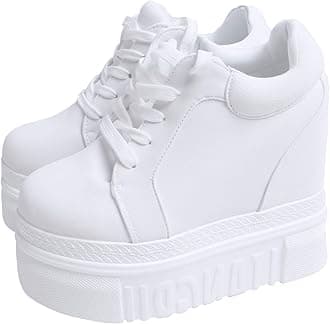 Women Fashion Platform Sneakers High Hidden Heel Wedge Walking Shoes Brides Wedding Shoes