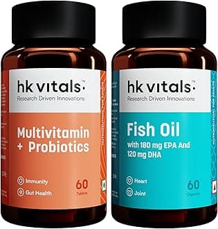 Fish Oil and Multivitamin Plus Probiotics (60 Tablets Each) Combo Pack | 1000mg Omega 3 with 180mg EPA & 120mg DHA | Enhances Energy, Immunity & Joints Health
