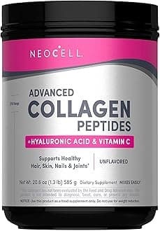 NeoCell Super Collagen Plus with Vitamin C and Hyaluronic Acid, Collagen Type 1 and 3, 20.6 Oz