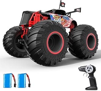 Remote Control Car Age 6+ for Kids 2.4Ghz 1:14 Remote Control Monster Truck All Terrain Big Wheel 50+ mins Two Rechargeable Batteries 15 km/h RC Monster Car Gift for Kids (Eagle 68)