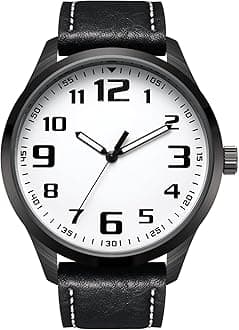 Mens Black Large Dial Arabic Numerals Black Belt Modern Classic Men's Watch,
