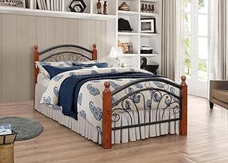 7 Star Furniture PS102 Metal Bed frame with Oak Legs single bed Dirty Oak Wood Futon Bed Frame