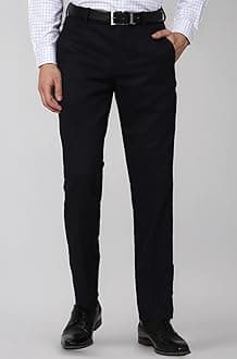 Peter England Men's Slim Fit Mid Rise Pants