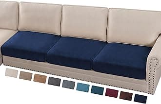 PrinceDeco Velvet Couch Cushion Covers 3 Pieces Velvet Separate Couch Cover Stretch Sofa Slipcover Washable Furniture Protector for Sectional Sofa(Each Width Up to 40", Navy)