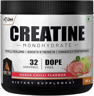 AS-IT-IS ATOM Creatine Monohydrate 100g - 32 Servings | Dope Free | Enhances Performance | Promotes Muscle Gains | Guava Chilli Flavour