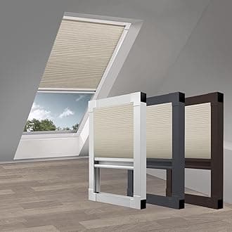 Skylight Blackout Cellular Shades Blinds Cordless Room Darkening Honeycomb Shade Blind for Roof Inclined Plane Rooms Window, Custom Size, Beige