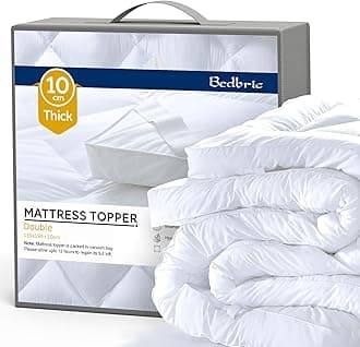 Thick Mattress Topper Double Bed - 4 Inch, Hypoallergenic Quilted Microfiber, Ultra-Comfortable Double Mattress Topper with Non-Slip Elastic Straps, 100% Organic Filling - 135x190x10 cm
