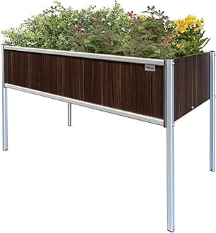 Foreman Raised Garden Bed on Legs – Weather-Resistant Raised Garden Bed (48" x 24" x 30") with Drainage, Ideal Raised Garden Bed for Vegetables & Flowers – 300 lb Capacity, Tosca Wood Grain