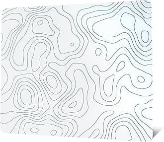 Glass Mousepad for Gaming, White Topographic Hard Gaming Mouse pad, Professional Large Mouse Mat 410mm*310mm, Special Glass Surface with Improved Precision and Speed