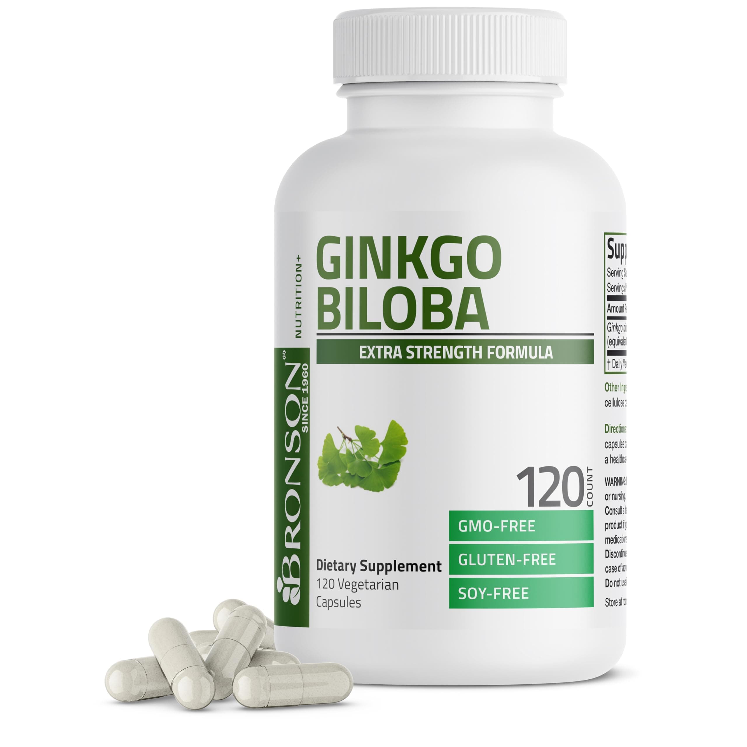 Ginkgo Biloba Extra Strength Supports Brain Function & Memory Support, 120 Vegetarian Capsules