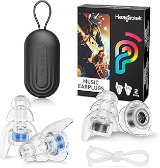 Hearprotek 2 Pairs High Fidelity Concert Ear Plugs, Silicone Reusable Noise Reduction Musicians Earplugs,Hearing Protection for Loud Music,Concerts,Rave,Festival,DJ’s,Nightclub,Party (23dB & 26dB)