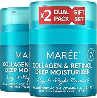 MAREE Face Moisturizer Collagen Cream for Face 2 Pack – Hyaluronic Acid & Retinol – Anti-Aging Wrinkle Creams – Crema Para La Cara